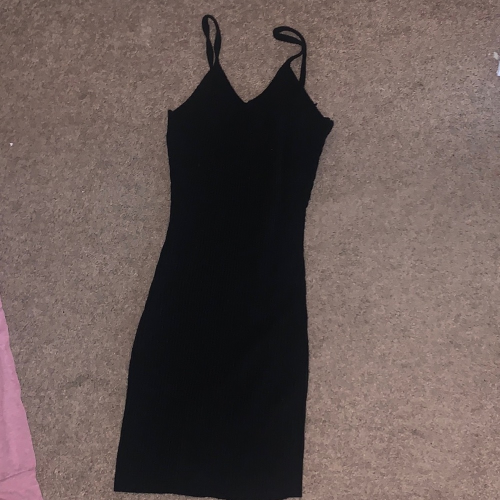 Black knitted mini dress